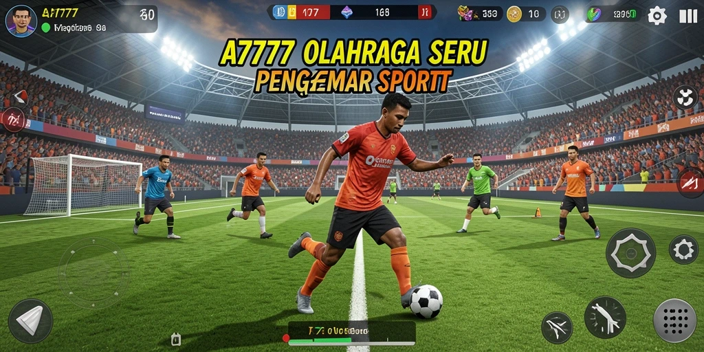 Screenshot A7777 menunjukkan aksi seru dalam gameplay olahraga.