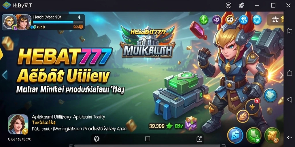 Tampilan utama HEBAT777 dengan fitur-fitur utama aplikasi Utility.