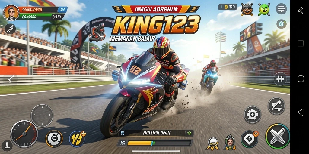 Tampilan menarik dari gameplay balap motor di KING123.