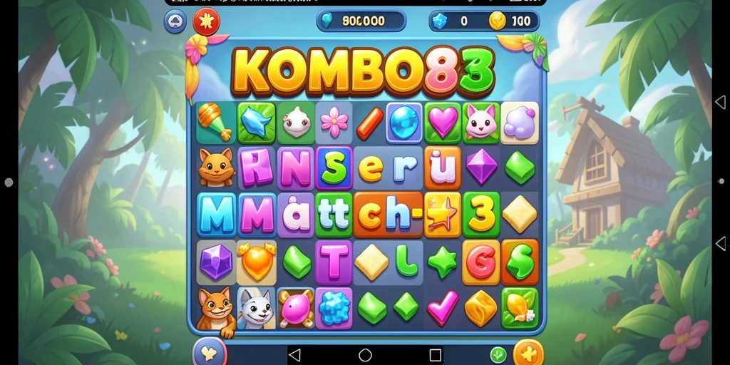 Gameplay seru dari KOMBO88 yang penuh tantangan Match-3.