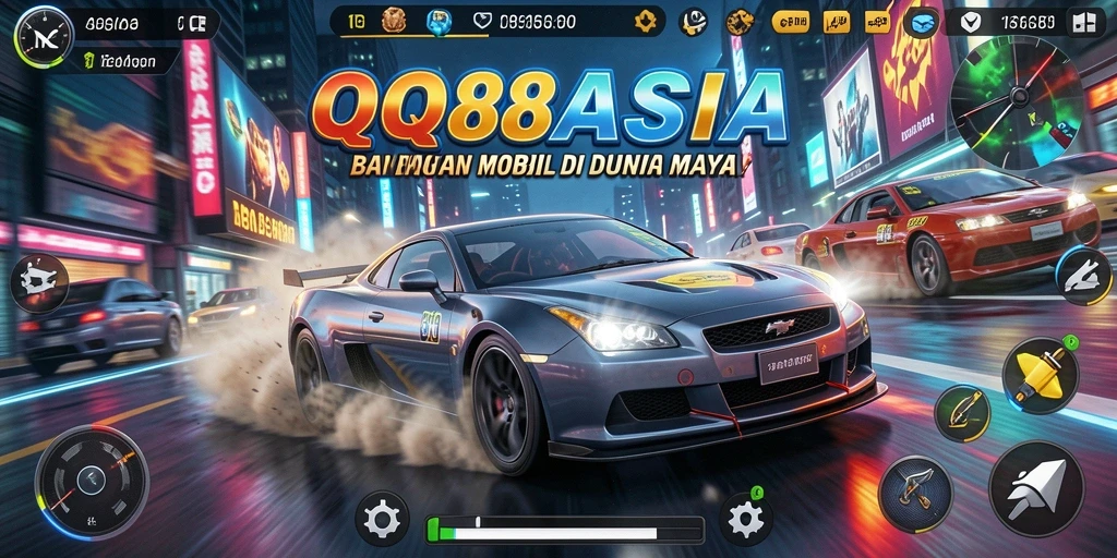 Screenshot gameplay QQ88ASIA menampilkan balapan motor yang seru.