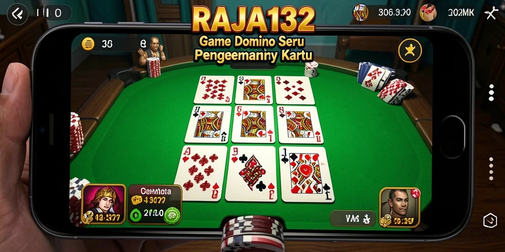 Tampilan gameplay RAJA132 yang menarik saat bermain Domino.