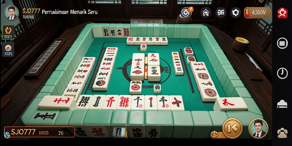 Screenshot gameplay SJO777 yang menunjukkan papan Mahjong yang menantang.