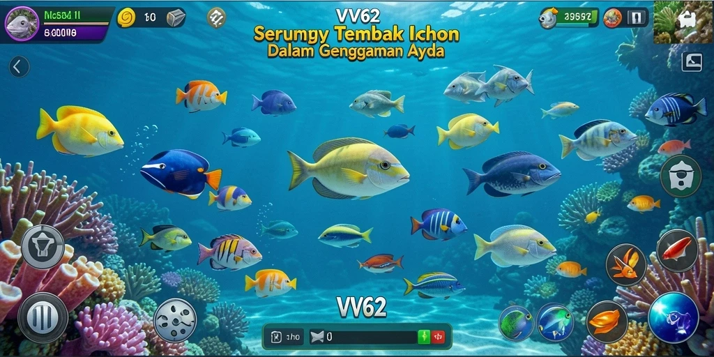 Gameplay seru dan menantang dalam VV62 saat menembak ikan.